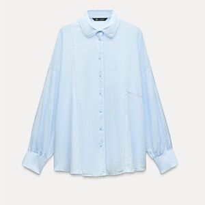 Zara linen blend lace insert Blouse